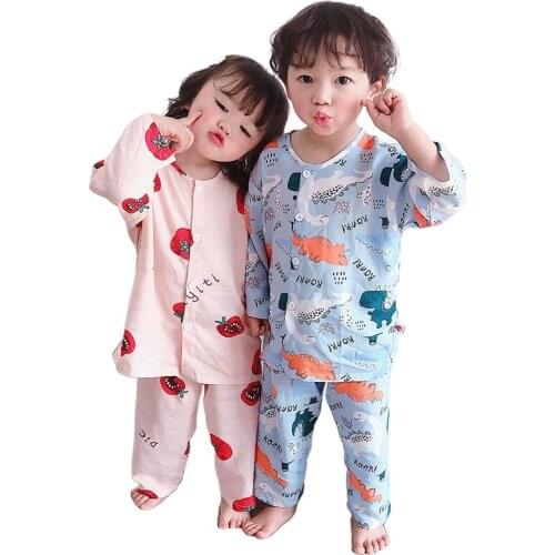 Childrens Pajamas Set Baby Suit Kids Clothes Toddler Boys Girls Ice Silk Satin Cartoon Oso Printing Tops Pants Set Home Wear