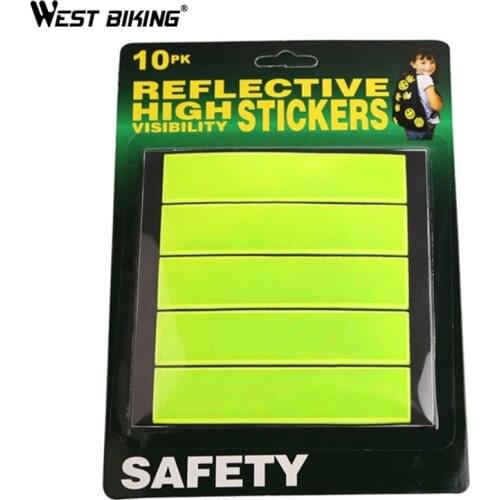 WEST BIKING Super Bright Bicycle Night Cycling Safety Reflective Stickers Tape Patch Fluorescent Colors Bike Reflective Stickers
