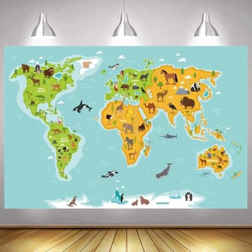 Worldwide Travel Photo Backdrop Happy Birthday Party Boys Girls Earth Eiffel Towel Decor Photography Backgrounds Banner