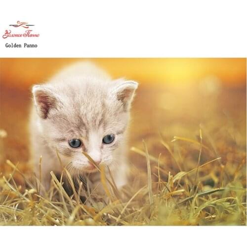 Golden Panno,DIY DMC 11CT 14CT completely Cross stitch Animal cat kits embroidery needlework wall decoration 08