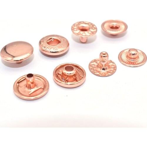 Rose Gold Snap Buttons Spring Snap Fasteners Studs Snap Buttons Poppers Leatherworking Snap Buttons Metal Snap Fasteners 50 set