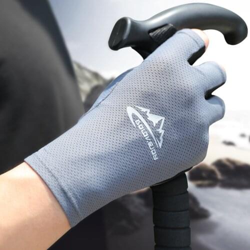 Summer Ice Silk Men Sunscreen Gloves Half-Finger Non-Slip Fishing Gloves Ladies Outdoor Cycling Driving Anti-Ultraviolet
