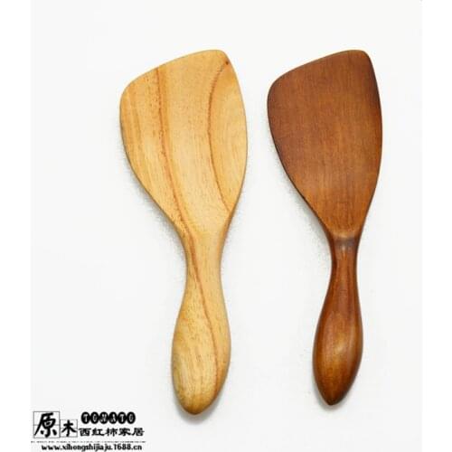 High Quality Wood Spatula With Oblique Handle Light & Dark Brown Short Pan Turner Cooking Tools Free Shipping