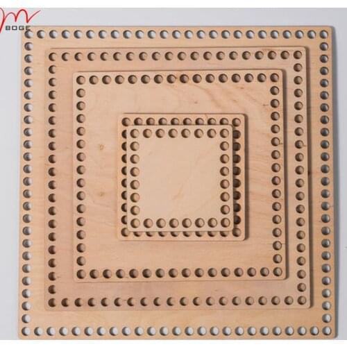 Set of 5pcs wood square diy handmade knitting crochet bottom wood crochet base wood carved