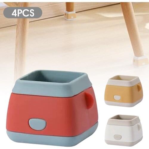 Square Furniture Leg Caps Silicone Chair Leg Cover Hardwood Floor Protector Non-Slip Washable Chair Leg Socks Anti Noise Cover