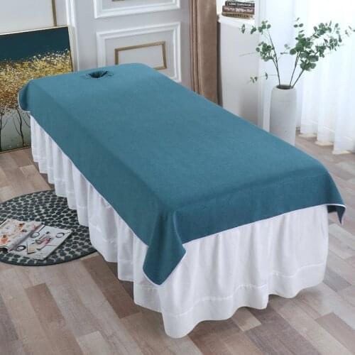 9 Colors Cotton Linen Beauty Salon Bed Sheets SPA Massage Anti Wrinkle Anti-slip Bed Table Cover Sheets With/no Hole
