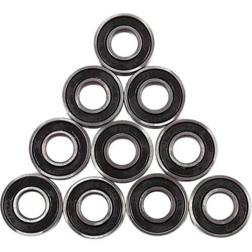 6001RS Deep Groove Ball Bearing 28 x 12 x 8 mm 10 Pieces, Silver & Black