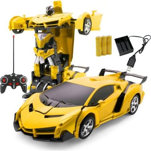 Car Transformation Robots Sports Vehicle Model Robots Toys Wireless Charging Cool Deformation Car With Battery RC Model Toy