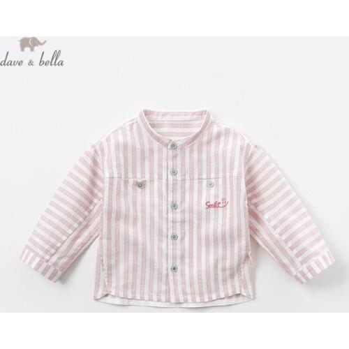 DBX13309 dave bella baby boys spring infant striped shirt toddler top children tees long sleeve cotton clothes