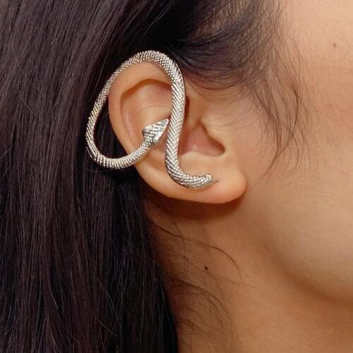 1PCS New Punk Gold Snake Ear Clip Cuff Wrap Earrings No Piercing-Clip On Cartilage Earrings for Women Female Snake Earrings