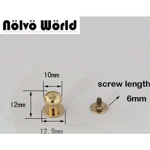 50pcs 5 colors 10mm Copper Stud Chicago screws Round Head Solid Nail Leather Screw Rivet Chicago Base