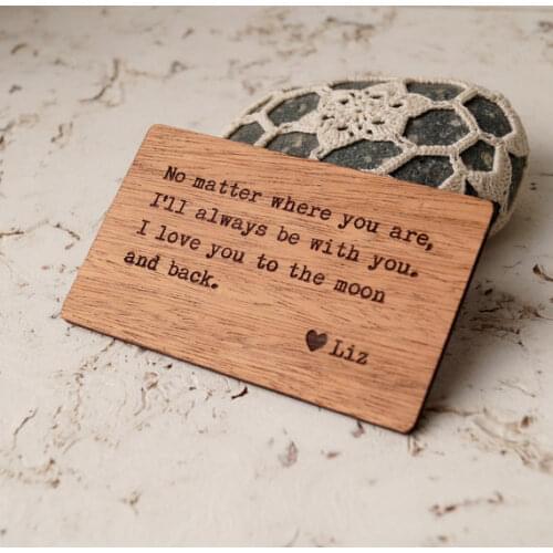 Custom Laser Engraved Wallet Inserts luxury wood Wood Wallet Insert Card, Personalized 5th Anniversary Valentine;s day Gift