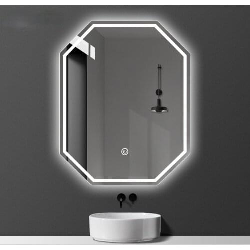 Modern Chinese Style Octagonal Feng Shui Mirror Smart Mirror with Light Toilet Mirror Bathroom LED Wall Hanging with Light