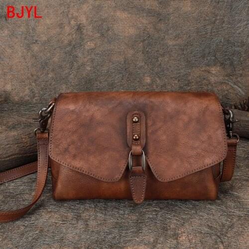 2020 new niche vintage small bag women shoulder messenger bag original female cowhide leahter fashion ladies messenger bags