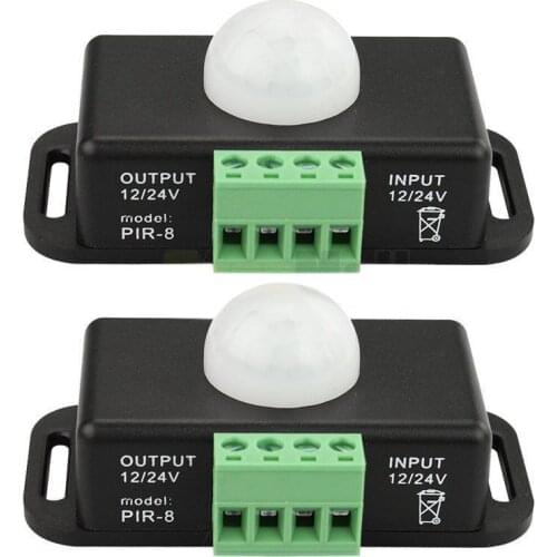 2 X DC 12V/24V 8A Body Infrared PIR Motion Sensor Switch LED Light Strip Automatic, black Promotion