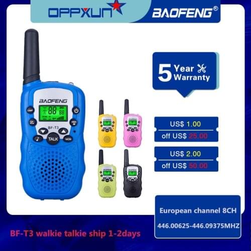 2pcs Wholesale Children Mini Kids UHF Walkie Talkie BF-T3 Baofeng FRS Two Way Radio Comunicador T3 Handy Talkie Hf Transceiver