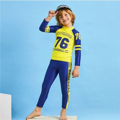 2021 Summer Cartoon Children Swimsuit Boy Swimwear Rushguard Long Sleeve Bathing Suit Trousers 2 Piece Set Surfing Diving Suit