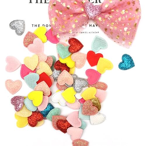 50Pcs Glitter Heart Star Rabbit Bunny Ears Shaped Patches Leather Patches For DIY Crafts Hearband Giftbox Cake Topper Material