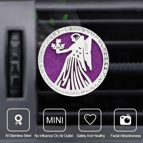 Auto Diffuser Vent Clip Car Air Freshener 30mm Constellation Rhinestone Stainless Steel Essential Oil Aromatherapy Locket Gift