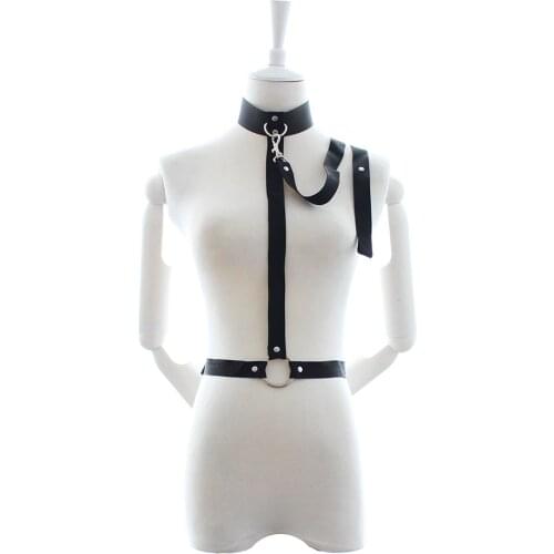Harness Restraint Slave Collar For Female Bdsm Bondage Girl Neck Choker with Chain Waist Bondage Restraint