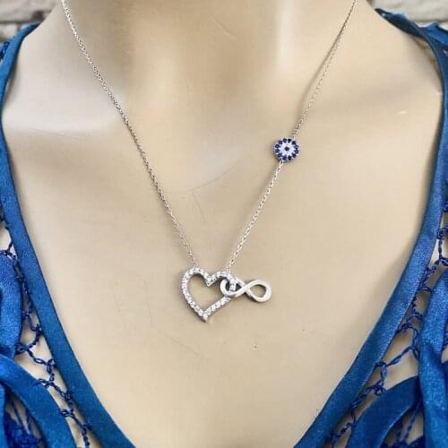 Endless Love 925 Sterling Silver Necklace Women Girls Gift Jewelry Accessories Fashion Handmade Elegant Chain