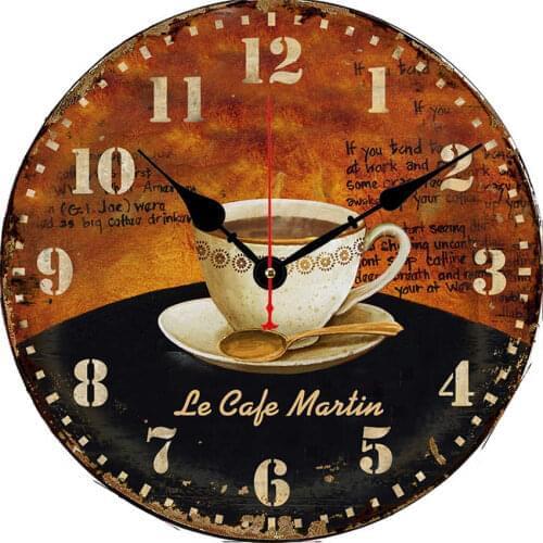 Cappuccino Cafee Antique Wall Watch,Shop Cafee Bar Wall Watch,Kitchen Clocks Large Shabby Retro Home Kitchen Decor Wall Clocks
