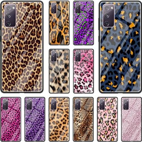 Phone Case for Samsung Galaxy Note 21 Ultra 10 Lite S20 FE S9 S10 S8 Plus Tempered Glass Funda Cover Sexy Leopard Print Panther