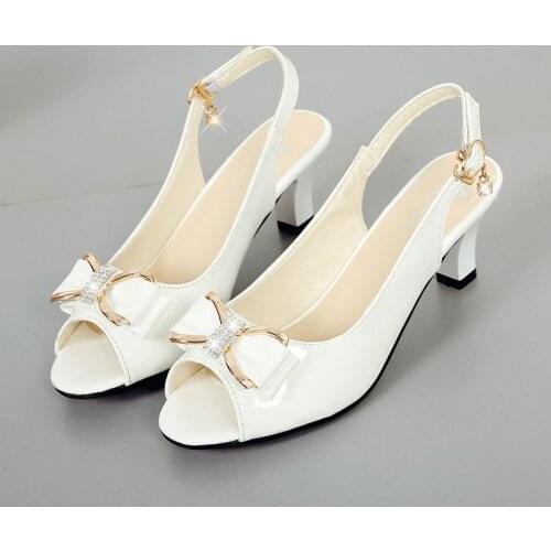 Cresfimix women cute white pu leather open toe slip on high heel shoes for summer party lady fashion black heel pumps a6140