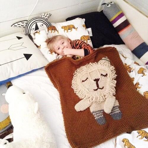 Toddler Blanket Bear Elephant Lion Crochet Throw for Crib 100% Cotton Baby Gift Blanket Throw Baby Blanket with Stuffed Animal