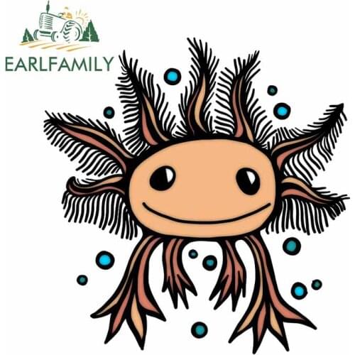 EARLFAMILY 13cm x 10.3cm for Cute Baby Axolotl Scratch-Proof Cartoon Motorcycle Decal Windows Anime RV Refrigerator Car Sticker