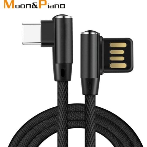 2.4A Data Cable Right Angle Elbow USB Fast Charging Type-c Micro USB Data Transmission Charger 1m Wire For Mobile Phone