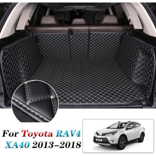 Leather Car Trunk Mats For Toyota RAV4 XA40 2013-2018 Rear Trunk Floor Mat Tray Carpet Cargo Liner Auto Accessories