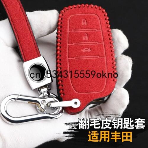 Car Key Case Leather Protector For Toyota Camry Corolla RAV4 Key Fob cover with key holder Smart Car Remote key Holder