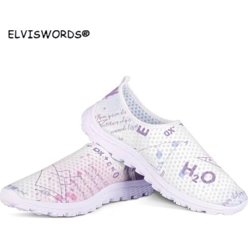 ELVISWORDS Fashion Common Equations Print Casual Ladies Walking Shoes Comfortable Sneakers for Woman Womens Slip on Flats Shoes