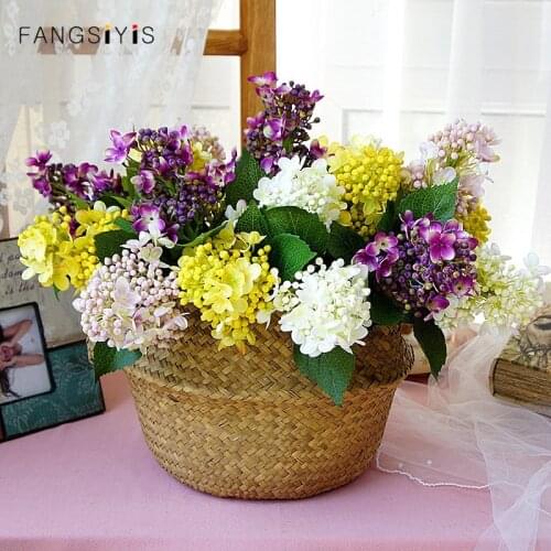 Berry Hydrangea Leaf Short Branch Artificial Flower Bouquet Table Home Decor Wedding flower Arrangement Accessories Photo Props