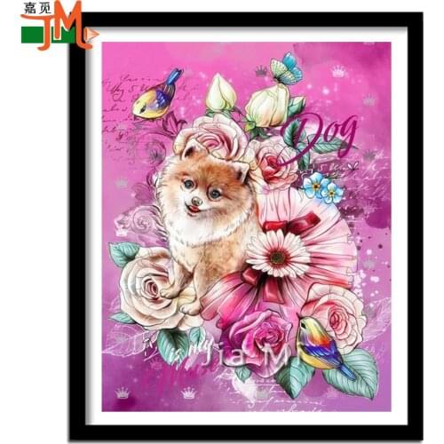 Cute Animal Full Square/Round Drill Round Dog,Flower Mosaic Diamond Embroidery Diamond Painting Cross Stitch Kit Cartoon Picture