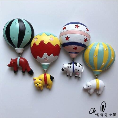 Cute cartoon animal hot air balloon resin refrigerator sticker three-dimensional magnetic sticker