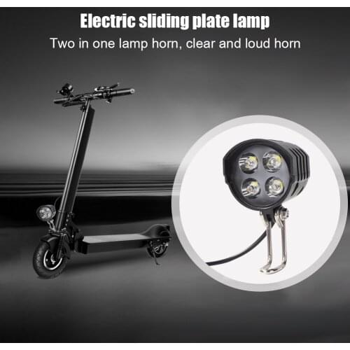 Electric Bike Headlight E-bike 4 LED ABS Light 12W Waterproof Horn Light Switch Electric Scooter Bicycle Front Light CyclingTool