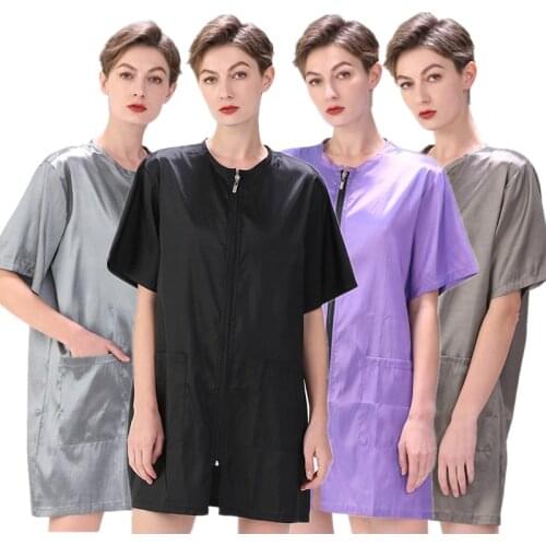 Salon Hairdresser Hair Stylist Waterproof Overalls Barber Haircut Zipper Jacket Pet Shop Professional Beauty Smock Apron