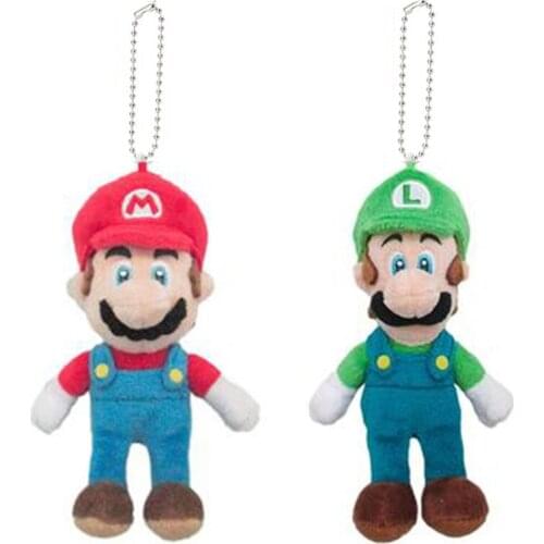 New Cute Classical Game Super Mario Luigi Plush Keychain 14CM Kids Stuffed Toys For Children Gifts