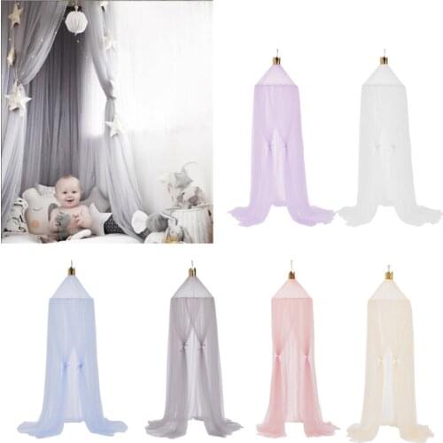 6 Colors Hanging Kids Baby Bedding Dome Bed Canopy Cotton Mosquito Net Bedcover Curtain For Baby Kids Reading Playing Home Room