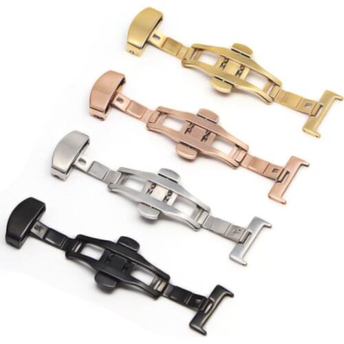 Butterfly Deployment Buckle Automatic Double Click Stainless Steel Clasp Strap For Watch Band 16mm18mm 20mm 22mm watchband Clasp