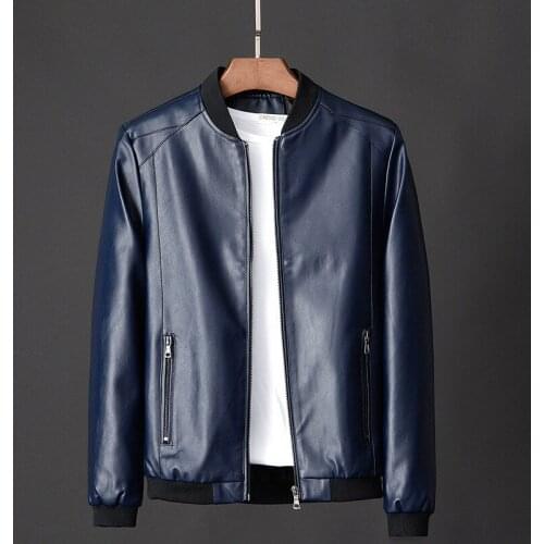 Plus Size M-8XL New PU Leather Mens Fashion Casual Slim Large Size Zipper Motorcycle Leather Jackets Hot Sale Top Coat