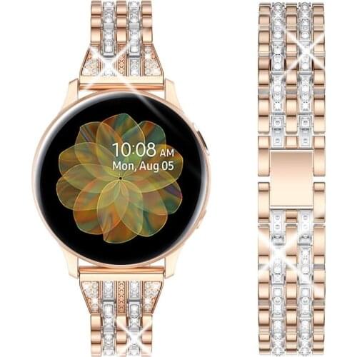 Diamond Band Metal Crystal for Samsung Galaxy Watch 42mm Active2 40mm 44mm Bracelet Wristband woman Strap for Active2 44mm