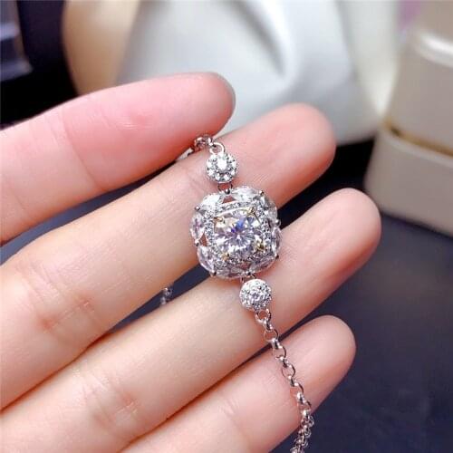 Silver 1 Carat Excellent Cut Diamond Test Passed Good Clarity Princess Moissanite Bracelet Silver 925 Jewelry Women Wedding Gift