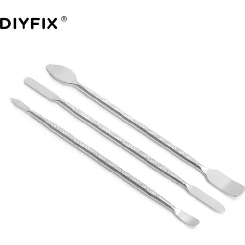 DIYFIX 3Pcs Metal Spudger Scraper Set Professional Mobile Phone Tablet PC Metal Disassembly Rods for iPhone Repairing Tools Set