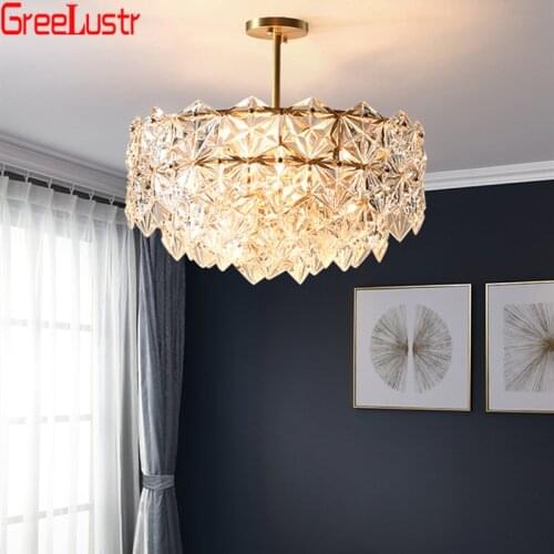 Modern Copper Led Chandelier Light Lustres Luxury Glass Suspension Luminaire Indoor Lighting Ceiling Chandelier Light Fixtures