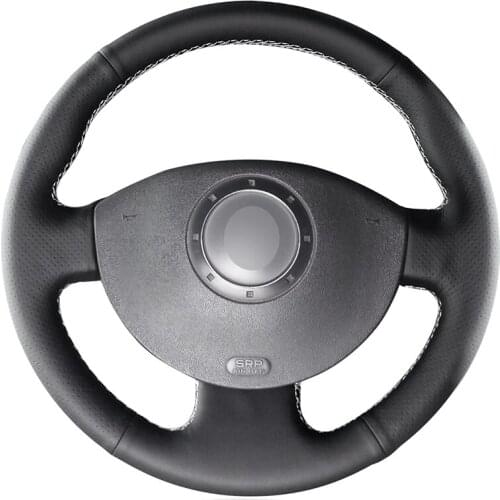 Hand-stitched Black Genuine Leather Car Steering Wheel Cover for Renault Megane 2 2003-2008 Kangoo 2008-2012 Scenic 2003-2009
