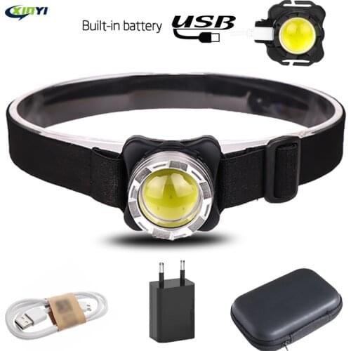 5000Lumens Built-in battery LED headlamp USB Rechargeable COB work light 3 light mode Waterproof headlight for fishing, camping