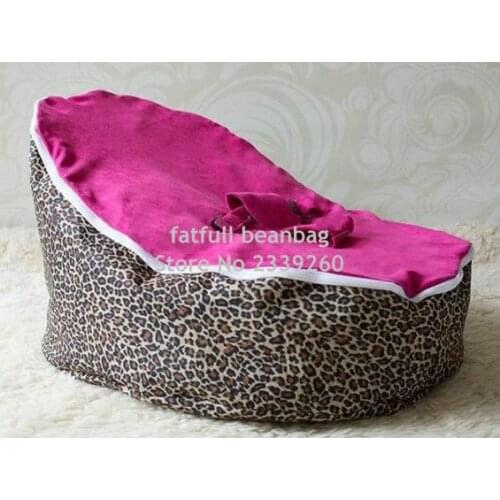 COVER ONLY, NO FILLINGS -600D polyester leopards baby beanbag chair, harness seat